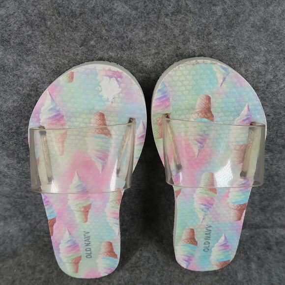 Old Navy Shoes Kids 1 Sandals Slides Slip On Clear Strap Flat Casual Ice Cream - Picture 6 of 10